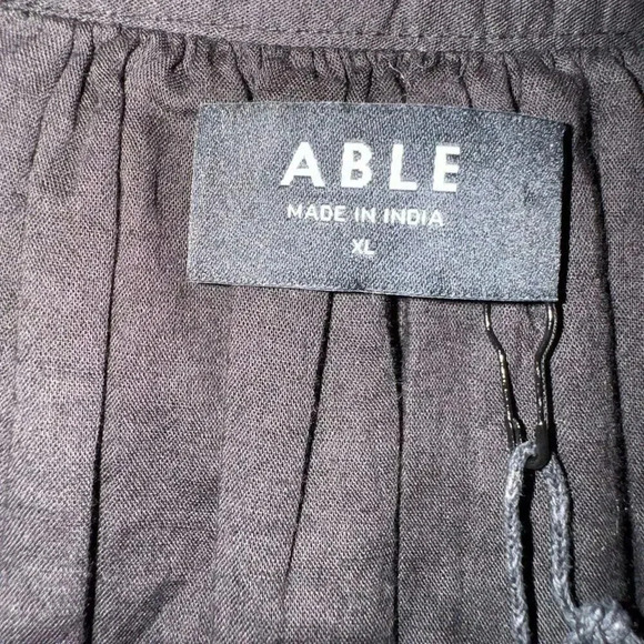 ABLE Jane Long Sleeve Cotton Minimalist Bohemian Maxi Dress  Black SZ XL #2017 - Picture 12 of 16